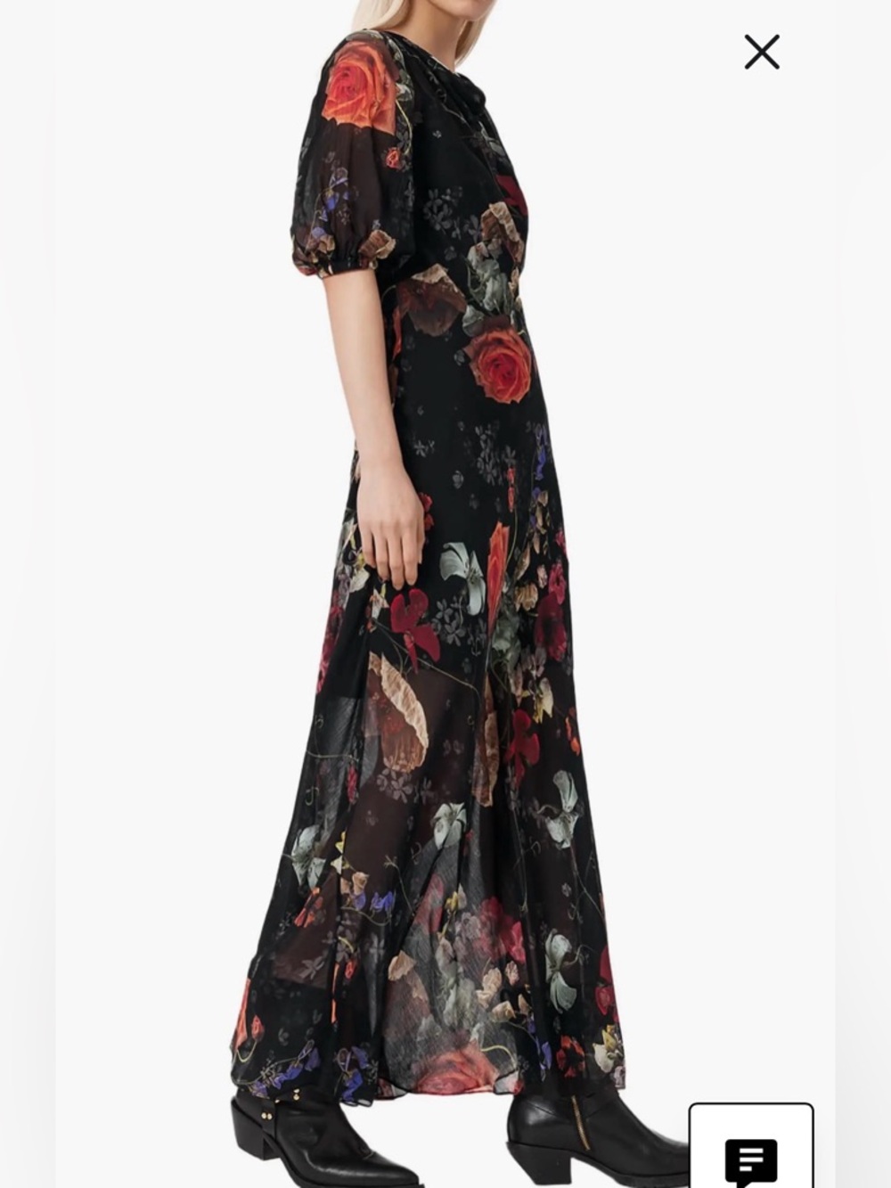 AllSaints Tiwa Floral Puff Sleeve Maxi Dress - Picture 3 of 4